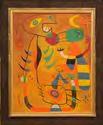 Lot #457: EUROPEAN SCHOOL: ABSTRACT WITH FIGURES Oil on canvas, 34 1/2 x 43 in.