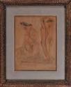 00 Lot #492: EUROPEAN SCHOOL: THREE FEMALE NUDES Watercolor and pencil on paper, 19 1/2 x