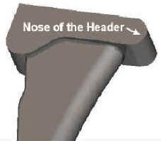 Feature A - Nose of the Header A generous radius on the nose of the header will eliminate two sharp corners, reduce stress and avoid corner defects in the casting, which are produced by