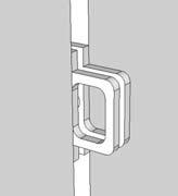 7) Place the retainer so that the small rectangular protrusion on the back is facing down and is installed below the latch bar. Fasten the retainer to the gate using 2(2.0" x # 12) screws.
