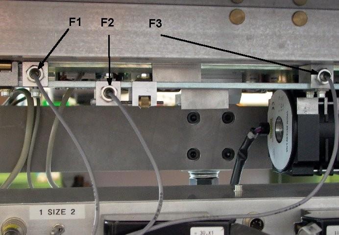 22 Fig. 2.22 Sensors F1 and F2 for beginning of line and end of line (F3) For this test the Puma must be switched on.