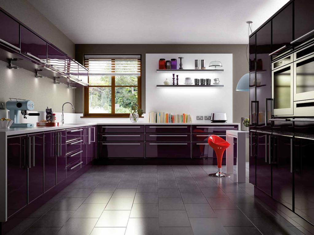 valencia aubergine gloss Get ready for a colourful time in this kitchen.