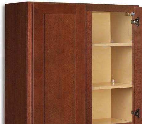 bottom. Base cabinets have nominal 1/2" (12mm) thick x 2-7/8" high wood based composite panel hanging rail running full cabinet width at top.