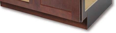TOE KICK Nominal 1/2" (12mm) thick unfinished wood based composite panel captured between end panels. Toe kick is 4" high and recessed 3-3/8".