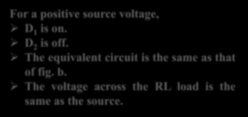 Diode D 1 will be ON when the source is positive, and diode D 2 will be ON when the source is