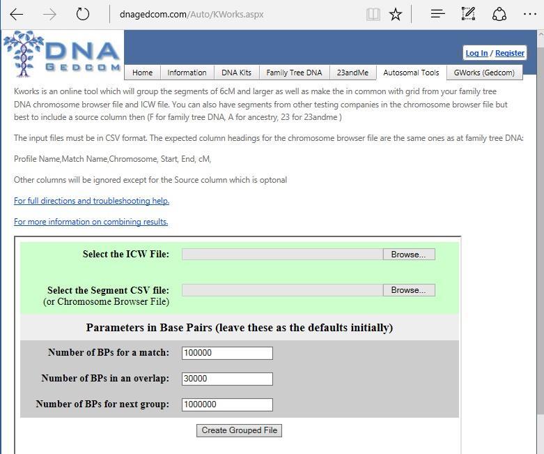 Processing Process KWORKS FTDNA & 23andMe Files Modified GEDMatch files