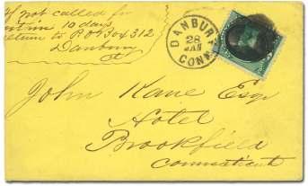 Mechanicsville NY re ceiver on re verse, opened roughly at right af fect ing stamp, F-VF (no photo).