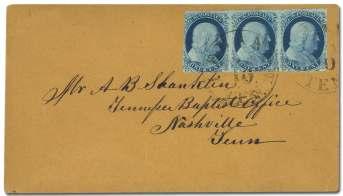 clear on three sides, in at top, to cover to So On on daga NY, re duced at left, VF. Scott $425.