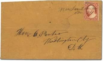 6614 1851, 3 or ange brown, type II (10A), tied by "Norwalk CT/25/Sep" cds on cover to New Ha ven; tiny