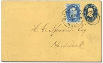 ........................ $120 6683 1861, 1 blue (63), 1 tied by TEX cds on cover ad - dressed to
