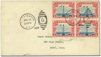 Airmail U.S. Postal History by Issue 6796 Air mail, 1928, 5 Bea con (C11), July 25 C11 FDC post marked New York, NY.