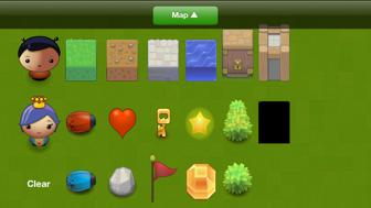 get the tile selection where you can choose different tiles to edit your map: On the top left there is a