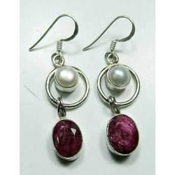Silver Earrings 925 Ruby