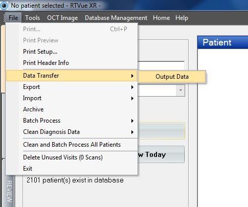 6.2 Exporting Data Files a. Navigate to top left corner TOOLBAR > File > Data Transfer > Output Data b.