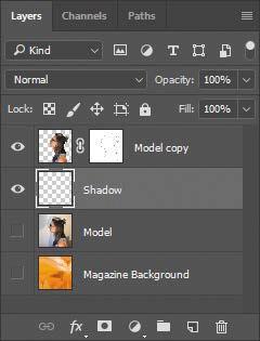 Double-click the new layer s name, and rename it Shadow. 4 With the Shadow layer selected, choose Select > Select and Mask.