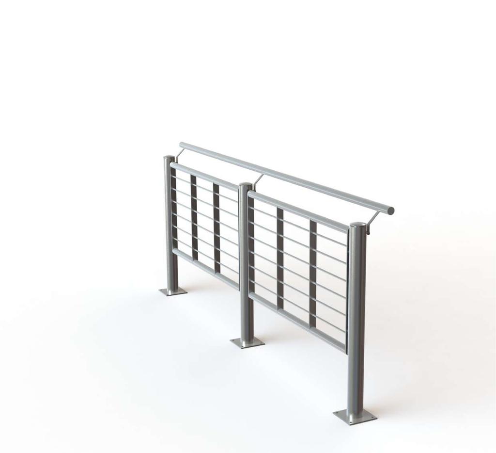 Specify: Kent Airport KAB1300(H); 1300mm High; With Horizontal Cross Panels; Grade 316L Stainless Steel; Bright Satin Finish; Surface Mounted.