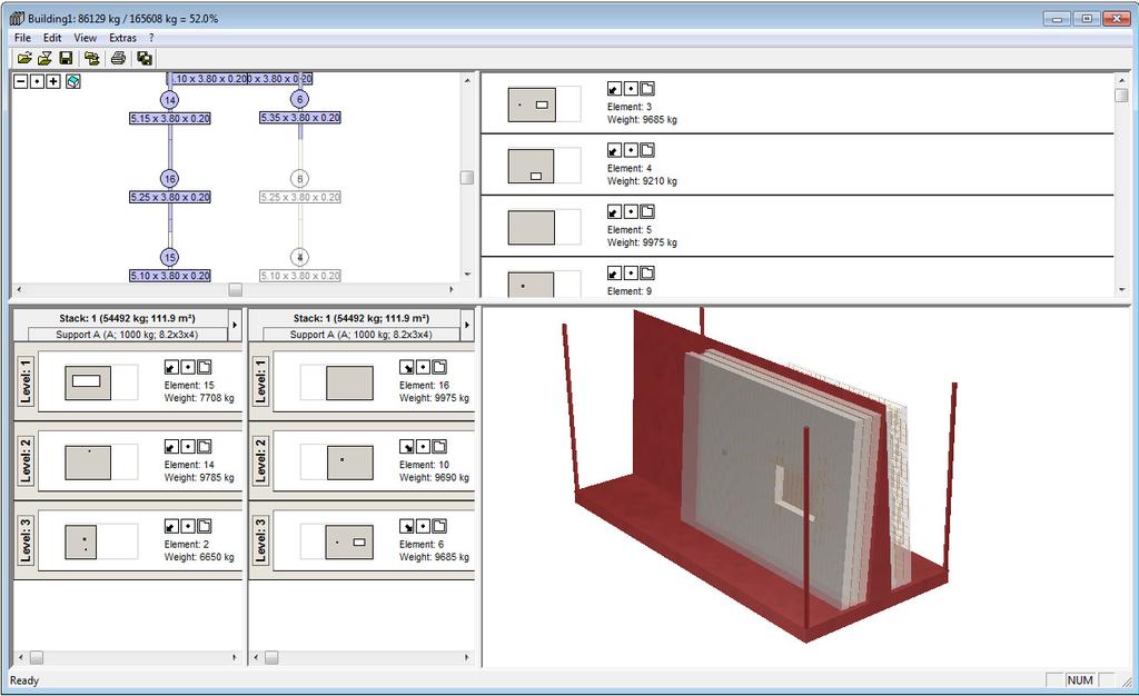 Machine files for the Stacker program Select one or more wall assemblies and call the command UNITECHNIK: For each selected wall assembly a UNITECHNIK file will be created.