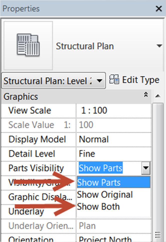 Parts Control the parts visibility Show Parts: shows only the parts or walls with