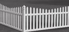 Newbury Scalloped Newbury Size: 4' high x 8' wide Color: White Pickets: 7/8" x 3" thru-picket good neighbor design Picket Spacing: 2-15/16" Thru-pickets slide into routed rail no screws or rivets