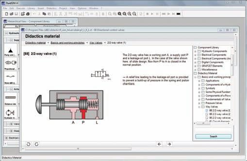 FluidSim comprises several software tools in just one application: simulating in real-time, drawing of circuits, preparing the training, controlling different kind of circuits up to digital