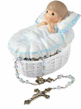 02298 8 Baptism Covered Box With Rosary