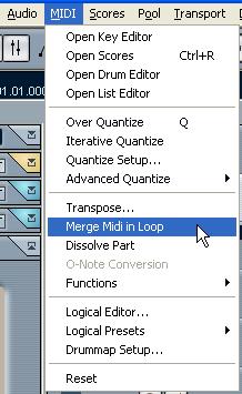 Merge MIDI in Loop As mentioned, the parameters and effects described in this chapter do not change the MIDI events themselves, but work rather like filters, affecting the music on playback.