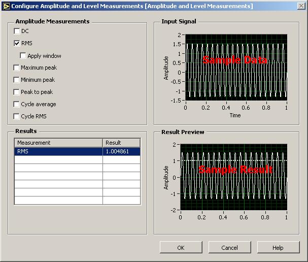 LabVIEW Amplitude and Level Measurements Signals can be interrogated Amplitude Level Measurement