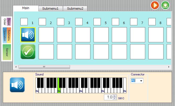 4 Select a note. Set the pitch and length of the note. Click Click Duration 5 Transfer the program and see if the buzzer sounds. Refer to 2.1.