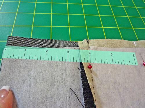 6. Pin in place across the top and bottom of the placemat.