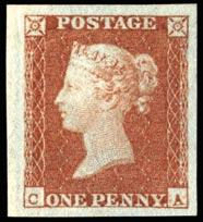 2401 1d. red-brown plate 93 CA, a superb mint example with huge margins and large part original gum, trivial bends, exhibition quality. B.P.A. certificate (2002). S.G. 8, Spec. BS31. Photo.