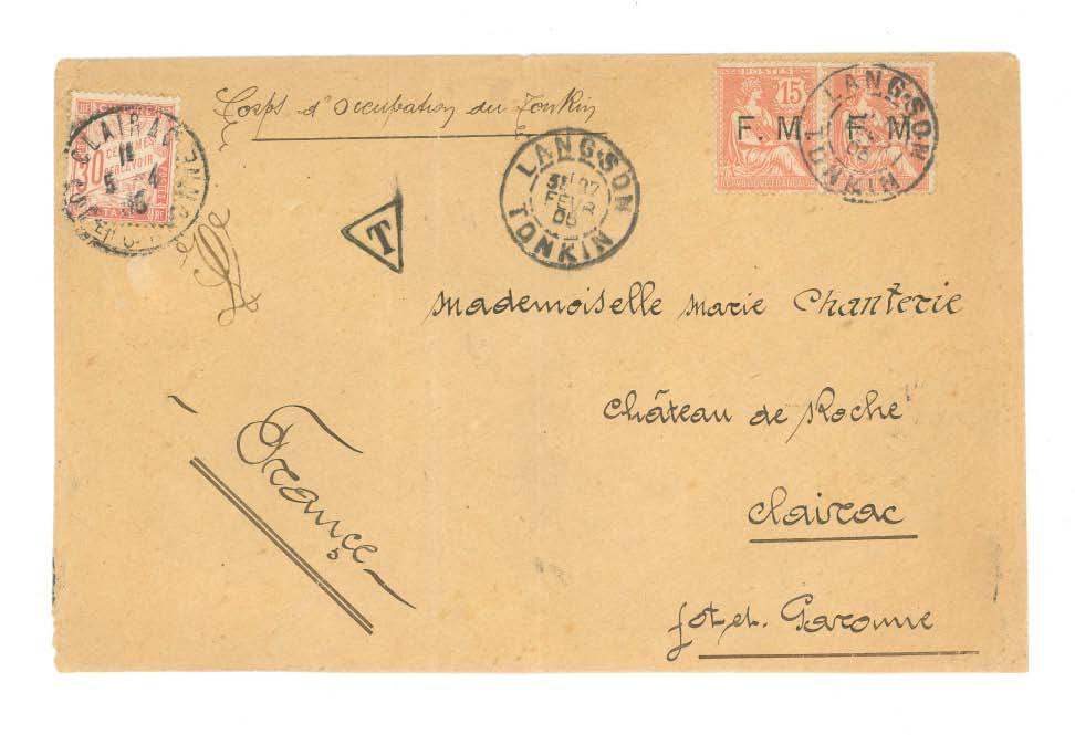 Langson, Tonkin - 1905 Franchise militaire letter from Langson in 1905 Franked with two 15c franchise