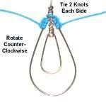 Both steps = 1 Vertical Larks Head knot Tie another knot on the right, positioning it close to the first one.