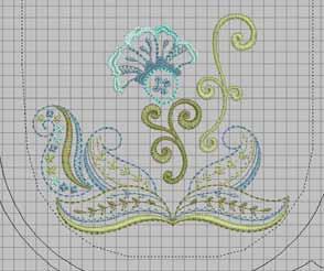 Insert design #21000-05 (Leaf) and move it to the right of the dragonfly, just above the swirl on the right.