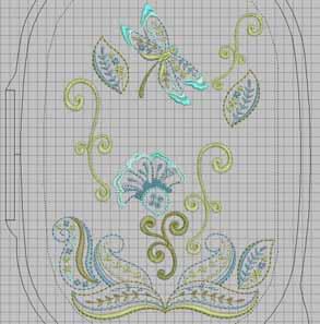 Insert design #21000-05 (Leaf) and move it to the bottom of the design, between the big leaf and the paisley. Click on the Mirror Horizontal icon. Right click on the leaf to open Object Properties.