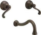 Spout and Lever Handles Shown in Antique Bronze Finish DWL102 Wall Lavatory Set with Curved Lever Handles DWL100 with