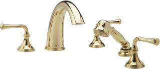D1205 Wall Tub Set with Straight Lever Handles D1206 with Curved Lever Handles Shown in Polished Brass Finish
