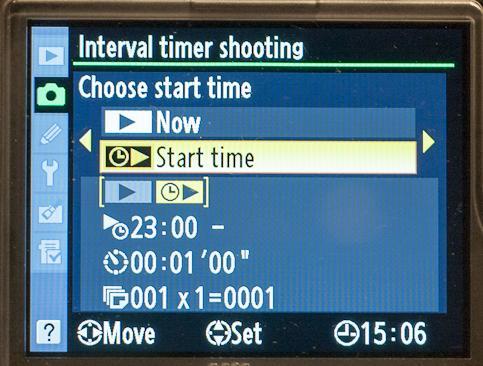 Press the right arrow key, then press the up or dow n arrow keys to reach the interval timer shooting menu. 1.