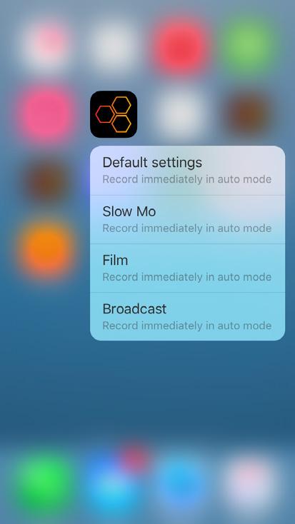 HOME SCREEN SHORTCUTS 3D TOUCH HOME SCREEN 3D touch the home screen app icon to show the settings presets you have