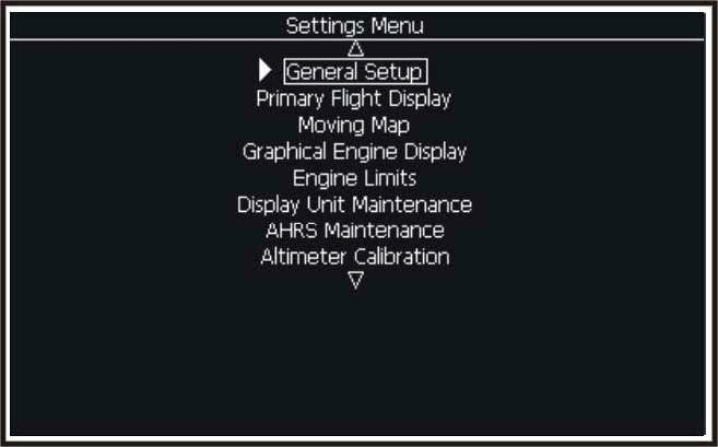 SECTION 8: SETTINGS MENU GENERAL SETUP 8.1 General Setup The General Setup allows the setting of equipment inputs and outputs and units of measure.