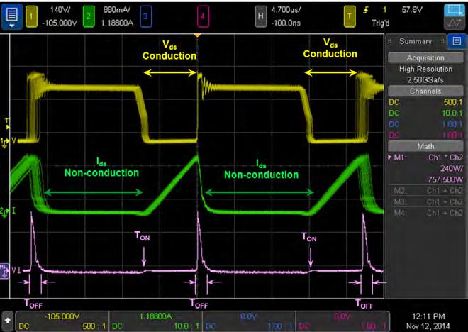 Switching Loss Analysis Once you verify that the input power meets your specs, the next step is to examine the switching component of your supply.