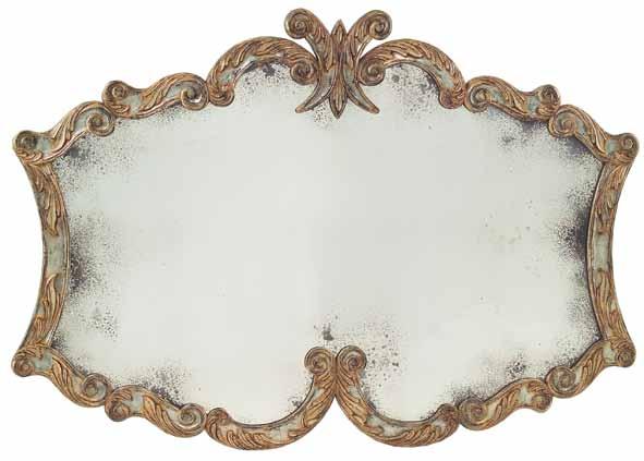 40 MIRRORS MIRRORS 41 Finished in arezzo, aged and distressed silver gilt with
