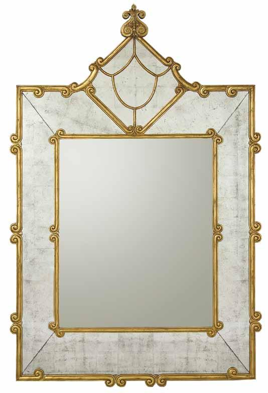wood frame. Bevel mirror surrounded by églomisé.