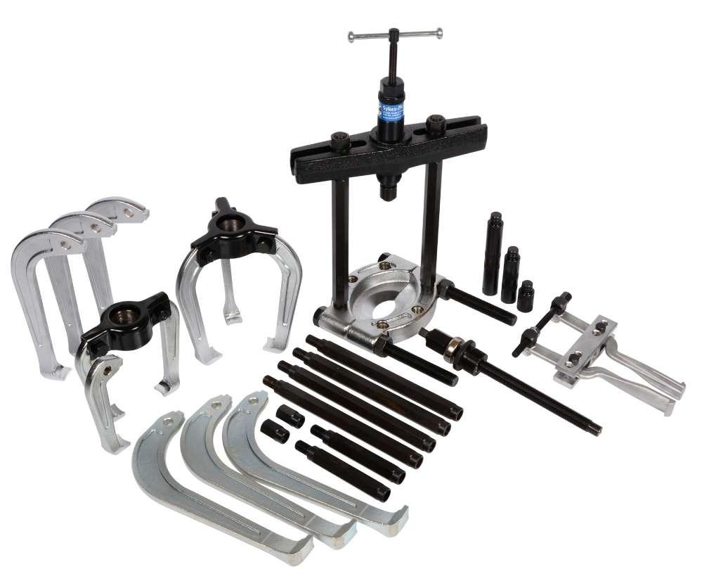 HYDRAULIC PULLERS HYDRAULIC INTERNAL EXTRACTOR, PULLER & SEPARATOR KIT Makes 8 different twin/triple leg pullers, plus heavy duty bearing separator kit and internal extractor kit.