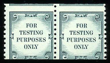 same brown ink. It is likely that the BEP initially supplied Goebel with rolls of imperforate green tagged FTPO stamps printed on gray paper with shiny gum.