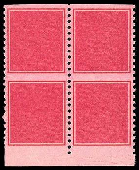 Lot 749 ** Test Stamp, 1954, carmine, imperf, Lot 746 ** Test Stamp, 1954, carmine, imperf between, block of eight with
