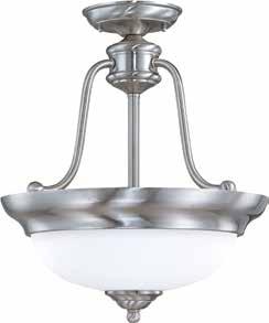 OPPORTUNITY KNOCKS Great opportunities on clearance fixtures. Glenwood Semi-Flush Dome 60-1807 Brushed Nickel / Satin White Glass (3) 60W A19 max.