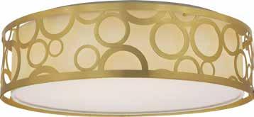 CRI: 90 Decor LED Flush Drum 62-986 Natural Brass/ White Fabric Shade / Acrylic diffuser