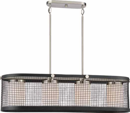 3 Light Flush Drum 60-6452 Black / Brushed Nickel Accents / Frosted Glass (3) 100W A19