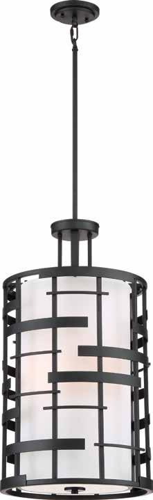 LANSING HORIZON Up coming products, designed for success. 3 Light Pendant 60-6435 Midnight Bronze / White Fabric Shade / Etched Opal Glass (3) 100W A19 max.