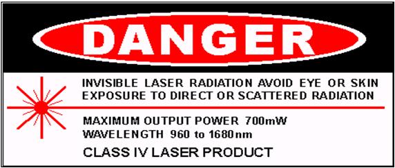 OD-YCE0005-4 of 4-7. Warning (1) The laser light emitted from the optical fiber end is invisible and will be hazardous to the human eye.